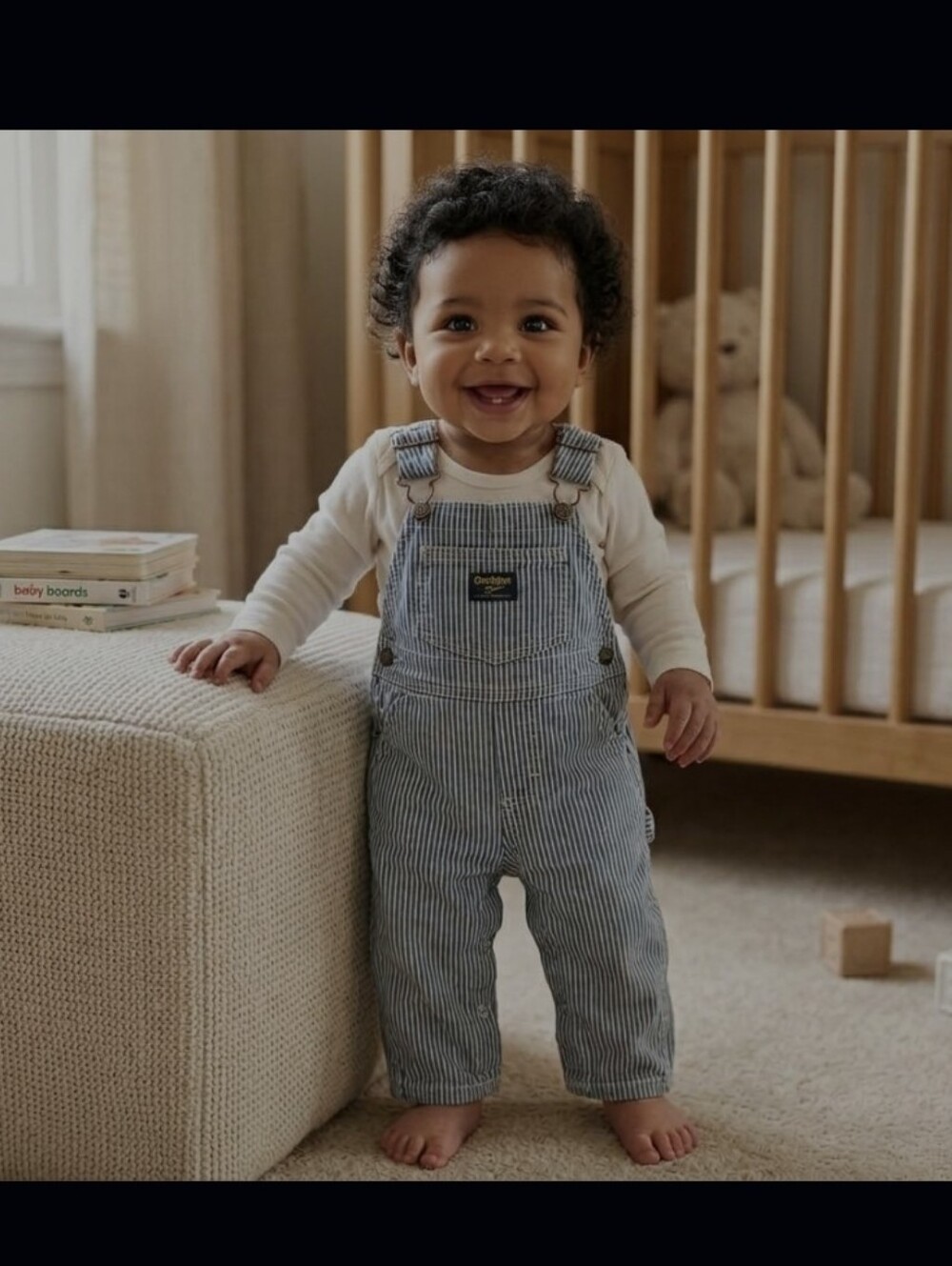 1990s OshKosh Overalls 18 Months Stripes Denim Vintage Kids